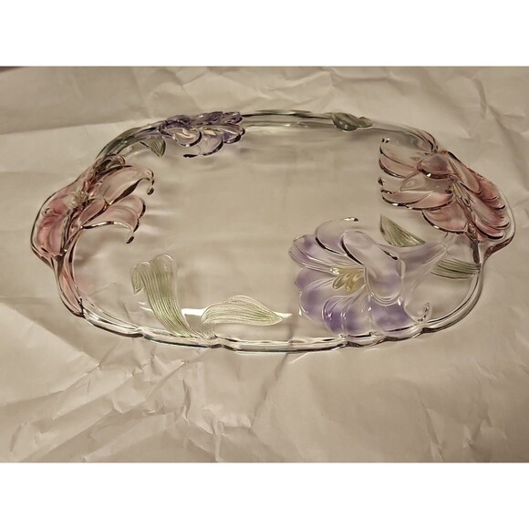 MIKASA Crystal Floral 12" Platter - Clear Glass - Picture 9 of 10